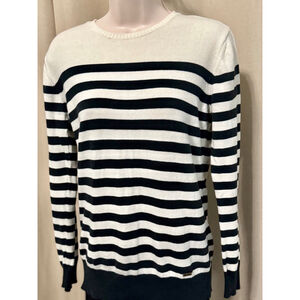 Barbour Pima Cotton Stripe Sweater Navy/Cream US Size 8/UK Size 12